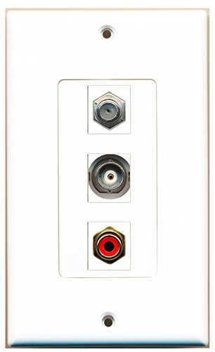 RiteAV - 1 Port RCA Red and 1 Port Coax Cable TV- F-Type and 1 Port BNC Decorative Wall Plate Decorative