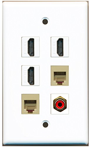 RiteAV - 3 HDMI 1 Port RCA Red 2 Port Phone RJ11 RJ12 Beige Wall Plate