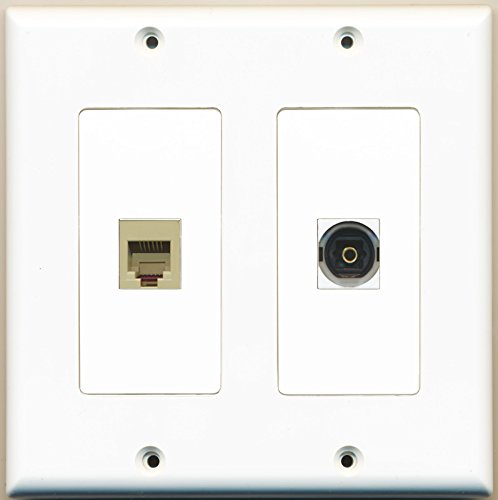 RiteAV - 1 Port Phone RJ11 RJ12 Beige 1 Port Toslink - Dual Gang Wall Plate