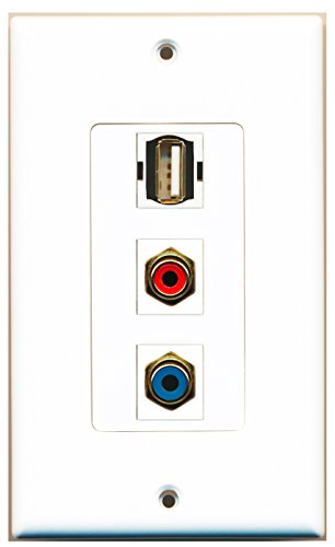 RiteAV - 1 Port RCA Red and 1 Port RCA Blue and 1 Port USB A-A Decorative Wall Plate Decorative