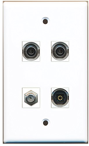 RiteAV - 1 Port Coax Cable TV- F-Type 1 Port Toslink 2 Port 3.5mm Wall Plate