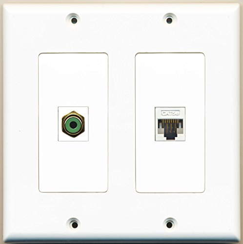 RiteAV - 1 Port RCA Green 1 Port Cat5e Ethernet White - Dual Gang Wall Plate