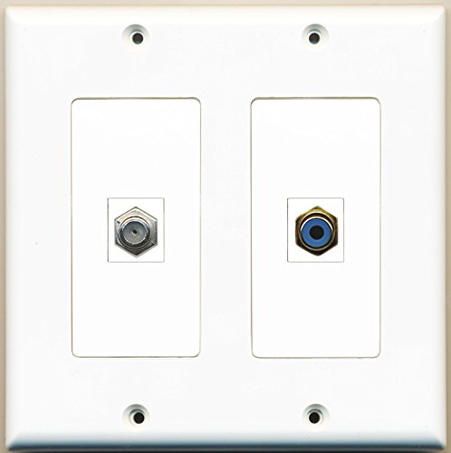 RiteAV - 1 Port RCA Blue 1 Port Coax Cable TV- F-Type - Dual Gang Wall Plate