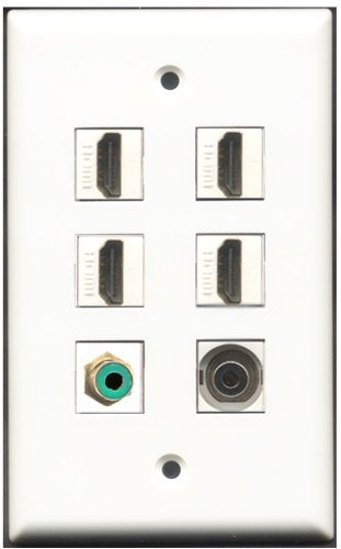 RiteAV - 4 Port HDMI 1 RCA Green 1 3.5mm Wall Plate