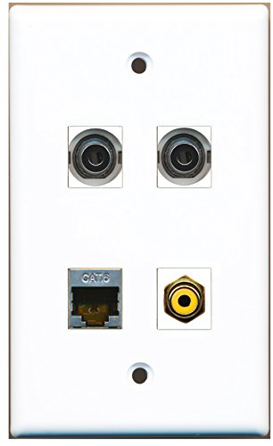 RiteAV - 1 Port RCA Yellow 1 Port Shielded Cat6 Ethernet 2 Port 3.5mm Wall Plate