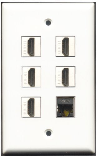 RiteAV - 5 Port HDMI 1 Shielded Cat6 Ethernet Wall Plate