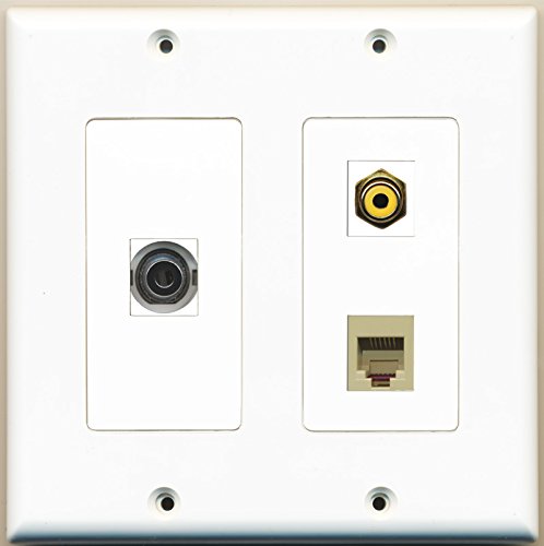 RiteAV - 1 Port RCA Yellow 1 Port Phone RJ11 RJ12 Beige 1 Port 3.5mm - 2 Gang Wall Plate