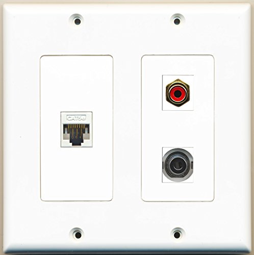 RiteAV - 1 Port RCA Red 1 Port 3.5mm 1 Port Cat5e Ethernet White - 2 Gang Wall Plate