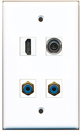 RiteAV - 1 Port HDMI 2 Port RCA Blue 1 Port 3.5mm Wall Plate