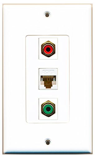 RiteAV - 1 Port RCA Red and 1 Port RCA Green and 1 Port Cat6 Ethernet White Decorative Wall Plate Decorative