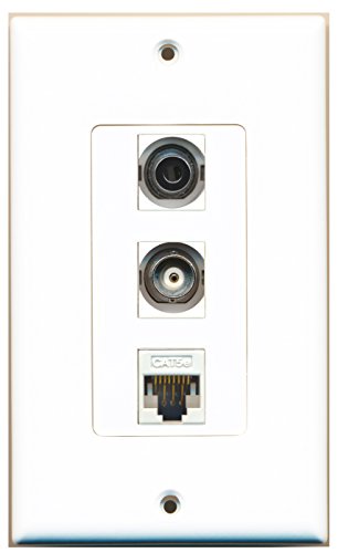 RiteAV - 1 Port 3.5mm and 1 Port BNC and 1 Port Cat5e Ethernet White Decorative Wall Plate Decorative