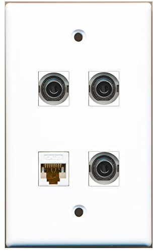 RiteAV - 3 Port 3.5mm 1 Port Cat6 Ethernet White Wall Plate
