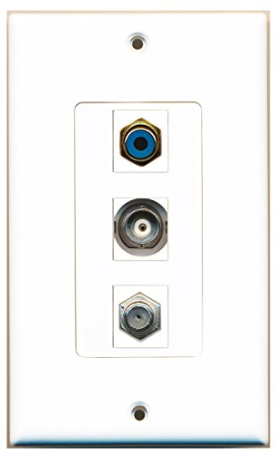 RiteAV - 1 Port RCA Blue and 1 Port Coax Cable TV- F-Type and 1 Port BNC Decorative Wall Plate Decorative