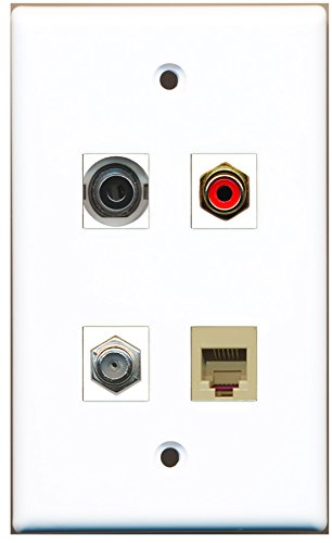 RiteAV - 1 Port RCA Red 1 Port Coax Cable TV- F-Type 1 Port Phone RJ11 RJ12 Beige 1 Port 3.5mm Wall Plate