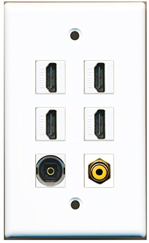 RiteAV - 4 HDMI 1 Port RCA Yellow 1 Port Toslink Wall Plate