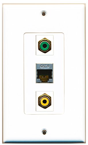 RiteAV - 1 Port RCA Yellow and 1 Port RCA Green and 1 Port Shielded Cat6 Ethernet Decorative Wall Plate Decorative
