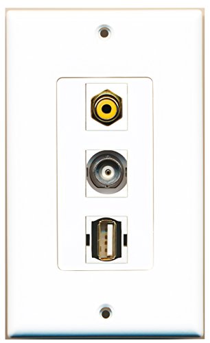 RiteAV - 1 Port RCA Yellow and 1 Port USB A-A and 1 Port BNC Decorative Wall Plate Decorative