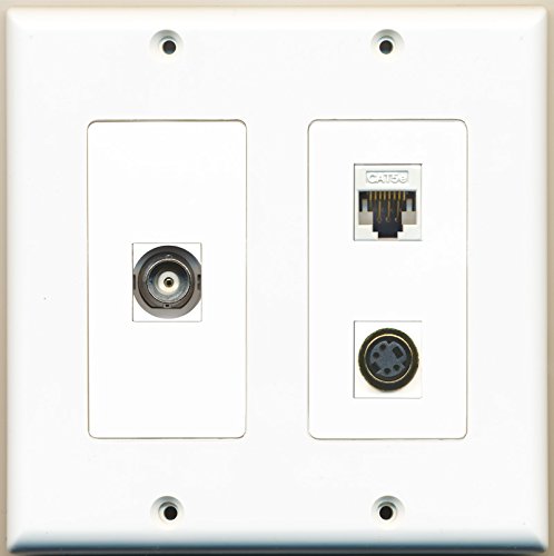 RiteAV - 1 Port S-Video 1 Port BNC 1 Port Cat5e Ethernet White - 2 Gang Wall Plate