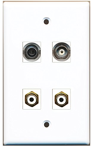 RiteAV - 2 Port RCA White 1 Port 3.5mm 1 Port BNC Wall Plate