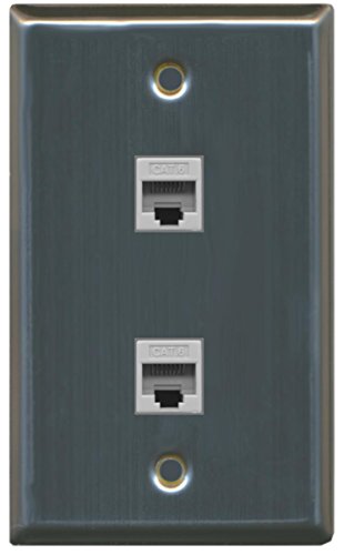 RiteAV - 2 Port Cat6 Female-Female Wall Plate - Stainless Steel