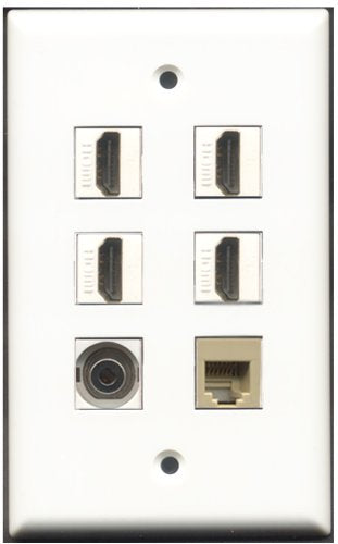 RiteAV - 4 Port HDMI 1 Phone RJ11 RJ12 Beige 1 3.5mm Wall Plate