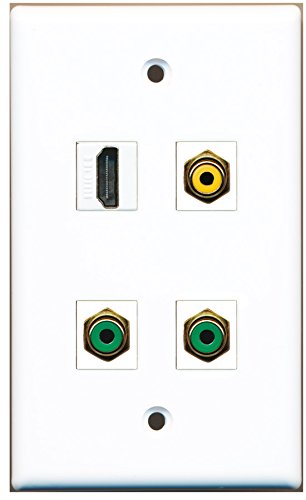 RiteAV - 1 Port HDMI 1 Port RCA Yellow 2 Port RCA Green Wall Plate