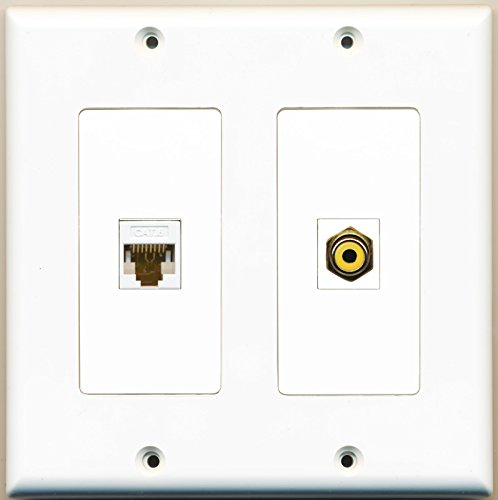 RiteAV - 1 Port RCA Yellow 1 Port Cat6 Ethernet White - Dual Gang Wall Plate