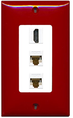 RiteAV - 1 Port HDMI 2 Port Cat6 Ethernet Decorative Wall Plate - Red/White