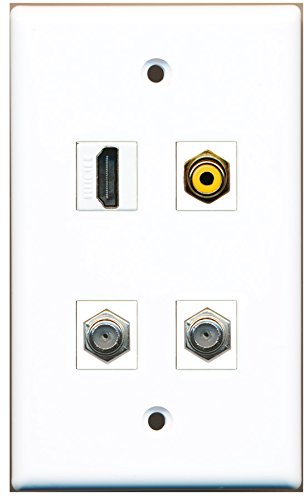 RiteAV - 1 Port HDMI 1 Port RCA Yellow 2 Port Coax Cable TV- F-Type Wall Plate
