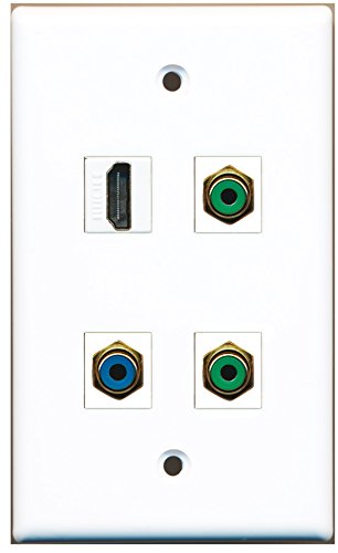 RiteAV - 1 Port HDMI 2 Port RCA Green 1 Port RCA Blue Wall Plate
