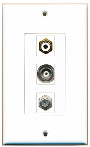 RiteAV - 1 Port RCA White and 1 Port Coax Cable TV- F-Type and 1 Port BNC Decorative Wall Plate Decorative