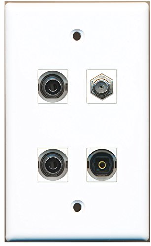 RiteAV - 1 Port Coax Cable TV- F-Type 1 Port Toslink 2 Port 3.5mm Wall Plate
