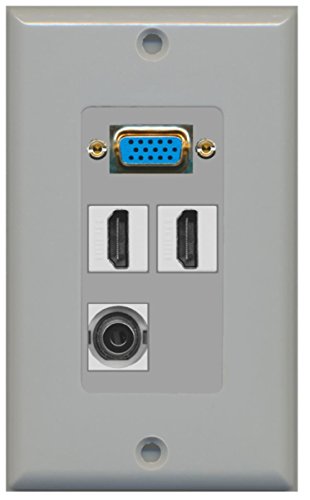 RiteAV - 1 x SVGA 2 x HDMI and 1 x 3.5mm Audio Port Wall Plate - Gray