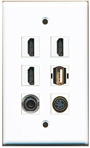 RiteAV - 3 HDMI 1 Port USB A-A 1 Port S-Video 1 Port 3.5mm Wall Plate