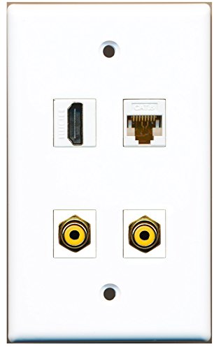 RiteAV - 1 Port HDMI 2 Port RCA Yellow 1 Port Cat6 Ethernet White Wall Plate