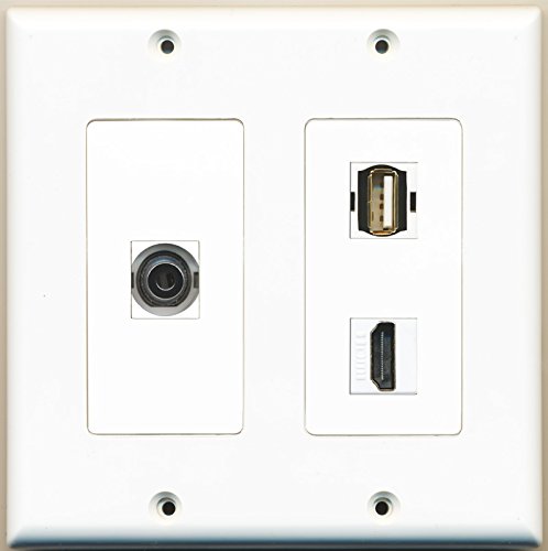 RiteAV - 1 Port HDMI 1 Port USB A-A 1 Port 3.5mm - 2 Gang Wall Plate