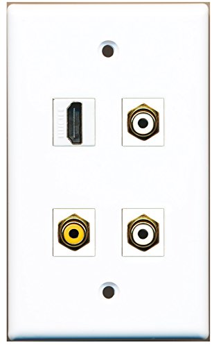 RiteAV - 1 Port HDMI 2 Port RCA White 1 Port RCA Yellow Wall Plate