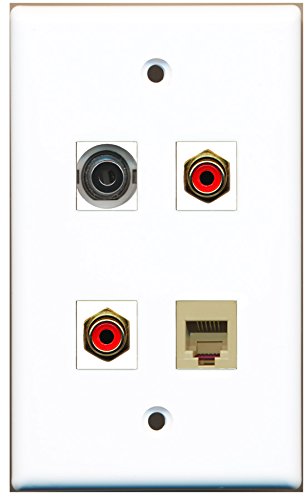 RiteAV - 2 Port RCA Red 1 Port Phone RJ11 RJ12 Beige 1 Port 3.5mm Wall Plate