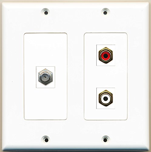 RiteAV - 1 Port RCA Red 1 Port RCA White 1 Port Coax Cable TV- F-Type - 2 Gang Wall Plate