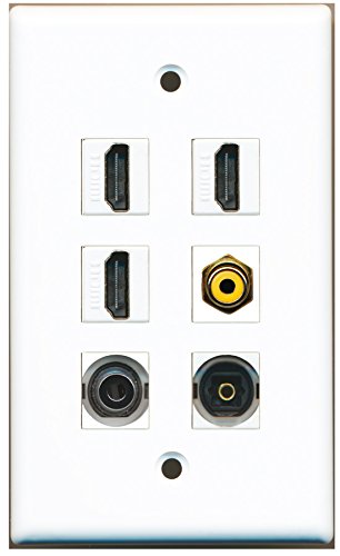 RiteAV - 3 HDMI 1 Port RCA Yellow 1 Port Toslink 1 Port 3.5mm Wall Plate