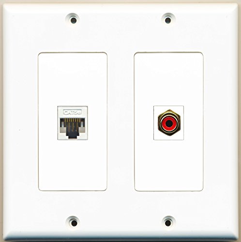 RiteAV - 1 Port RCA Red 1 Port Cat5e Ethernet White - Dual Gang Wall Plate