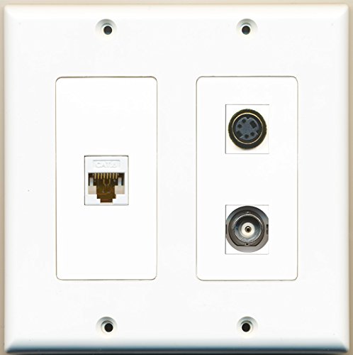 RiteAV - 1 Port S-Video 1 Port BNC 1 Port Cat6 Ethernet White - 2 Gang Wall Plate