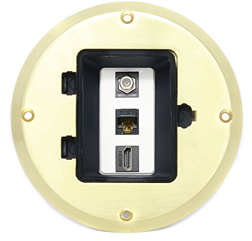 RiteAV HDMI Cat6 Ethernet Coax Cable TV Floor Box - Gold