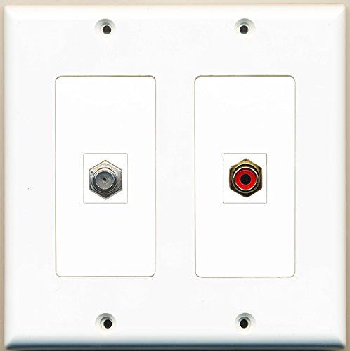 RiteAV - 1 Port RCA Red 1 Port Coax Cable TV- F-Type - Dual Gang Wall Plate