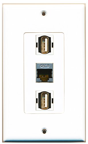RiteAV - 2 Port USB A-A and 1 Port Shielded Cat6 Ethernet Decorative Wall Plate Decorative