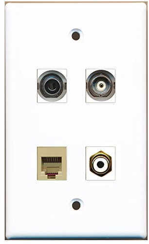 RiteAV - 1 Port RCA White 1 Port Phone RJ11 RJ12 Beige 1 Port 3.5mm 1 Port BNC Wall Plate