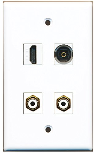RiteAV - 1 Port HDMI 2 Port RCA White 1 Port Toslink Wall Plate