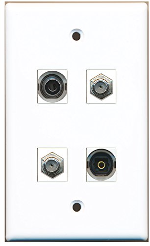 RiteAV - 2 Port Coax Cable TV- F-Type 1 Port Toslink 1 Port 3.5mm Wall Plate