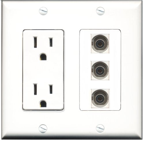 RiteAV - 15 Amp Power Outlet 3 Port 3.5mm Decorative Wall Plate