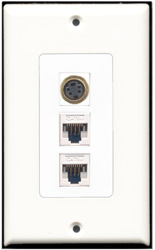 RiteAV - 1 Port S-Video 2 Port Cat5e Ethernet White Wall Plate Decorative